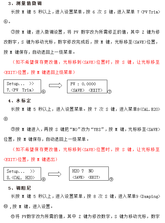 在線密度濃度計儀表功能設(shè)置